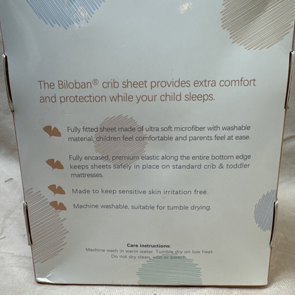 Biloban Crib Sheets Fitted Sheets Whales 2pk 52"x 28"NIB (box damaged not item) - Picture 4 of 16